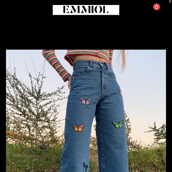 y2k aesthetic embroidery butterfly jeans! - Picture 4 of 4